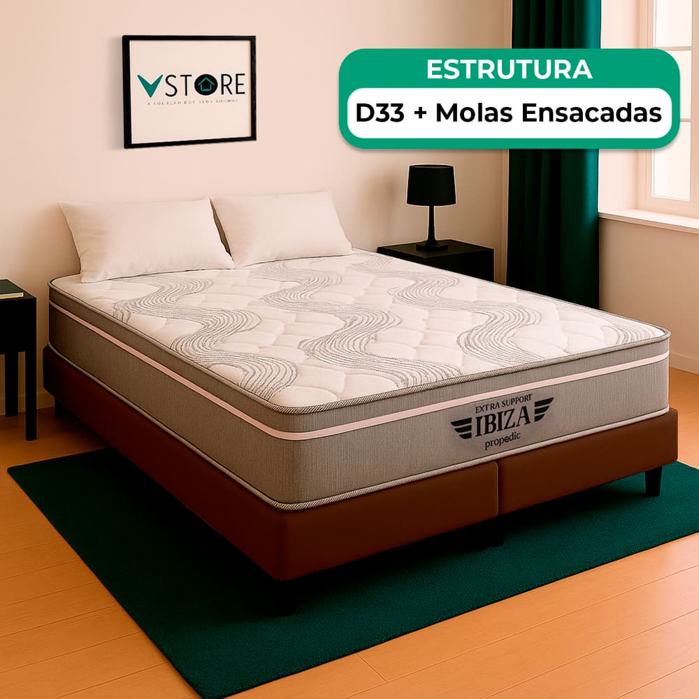 Cama Box Baú Queen Marrom e Colchão Ibiza Molas Vstore