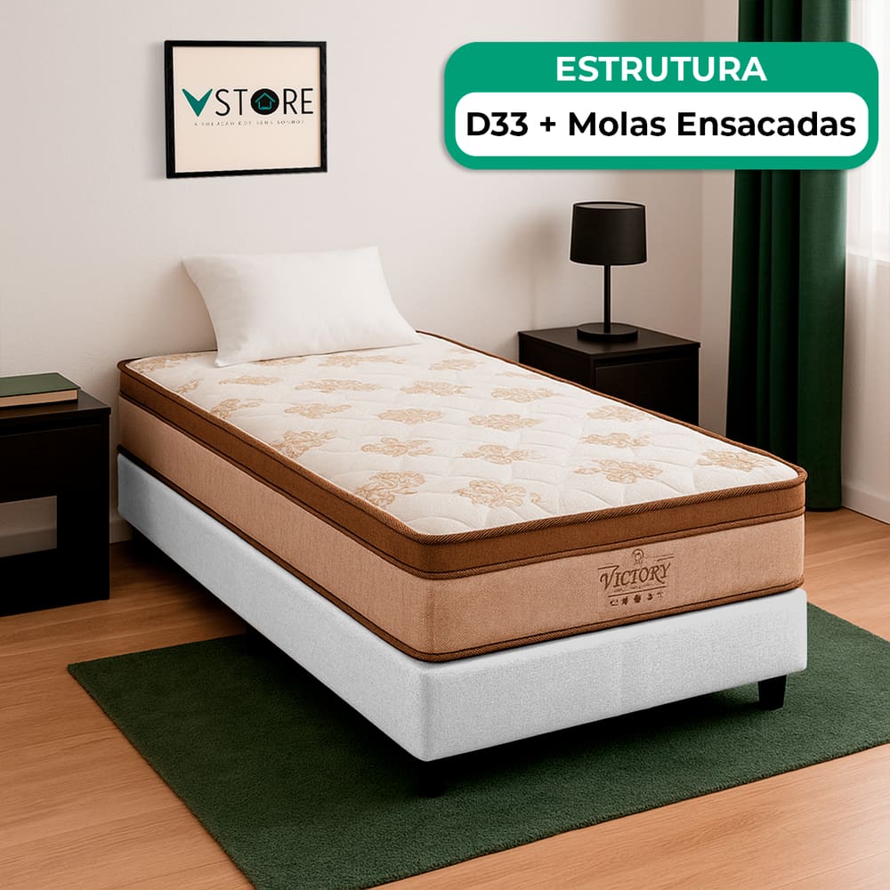 Cama Baú Solteirão Branco e Colchão Four Season Molas Vstore
