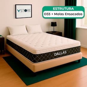 Cama Box Baú Viúvo Bege e Colchão Dallas Molas Vstore
