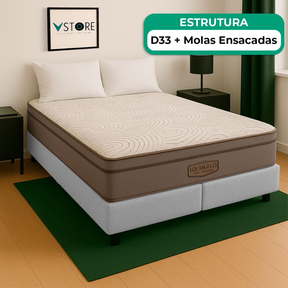 Cama Box Baú King Branco E Colchão Los Angeles Molas Vstore