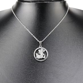 Colar Masculino Corrente Pingente Prata Placa Sao Jorge