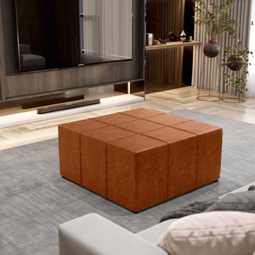 Puff Decorativo Sala De Estar 90x90 Milano Courino Caramelo