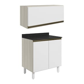 Armario Aereo E Balcao MDF 70cm Kali Bianco Toq Branco Uv Nicioli