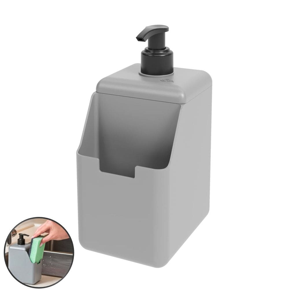 Dispenser Porta Detergente Esponja 500ml Cozinha Single Cinza - 17008 Coza