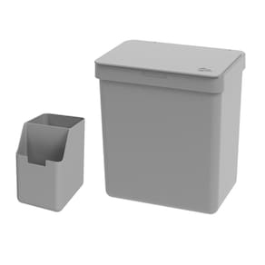 Kit Cozinha Organizador Porta Detergente Lixeira com Tampa 2,5L Single Cinza - Coza