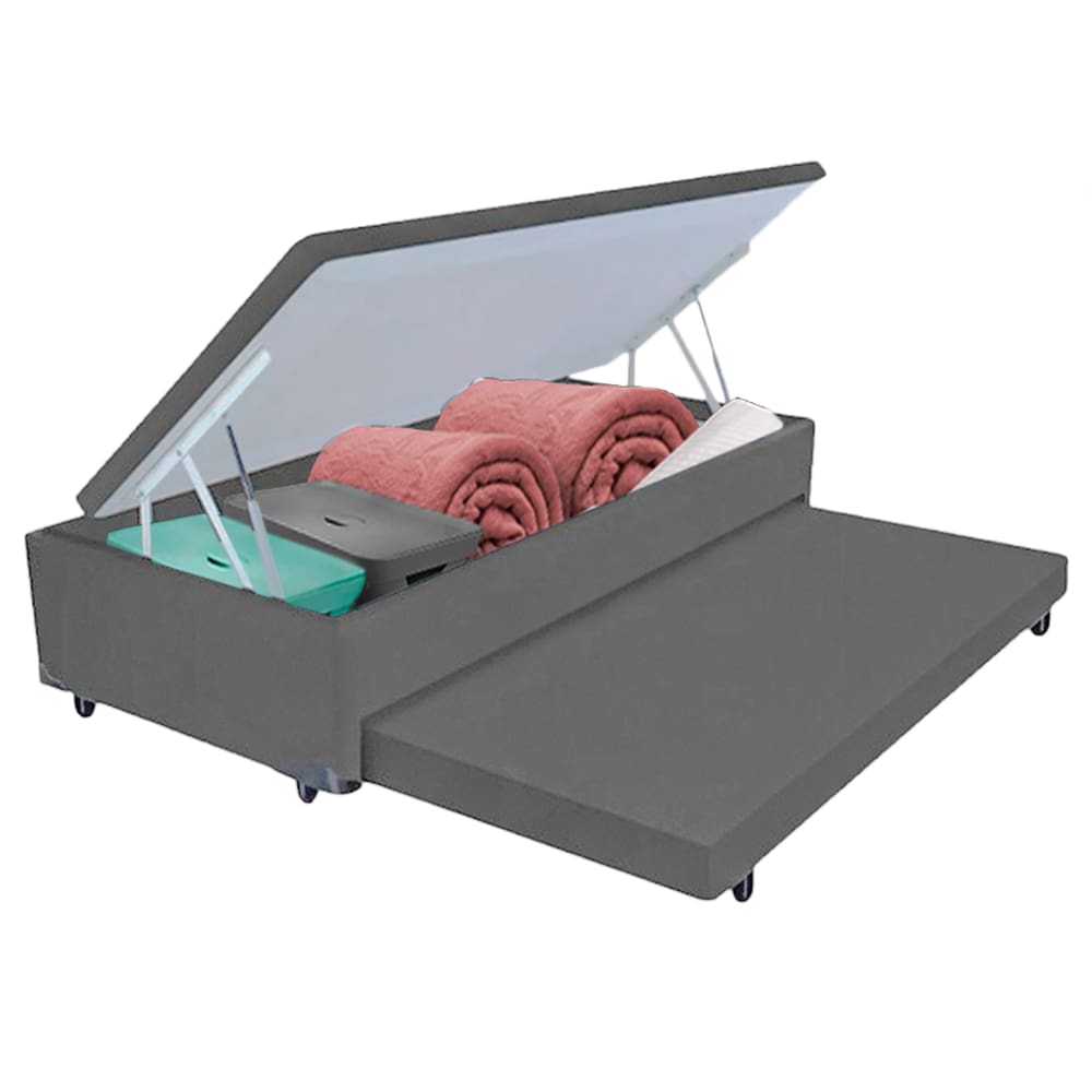 Bicama Box com Baú Solteiro Cinza 78x188x44 V-Store