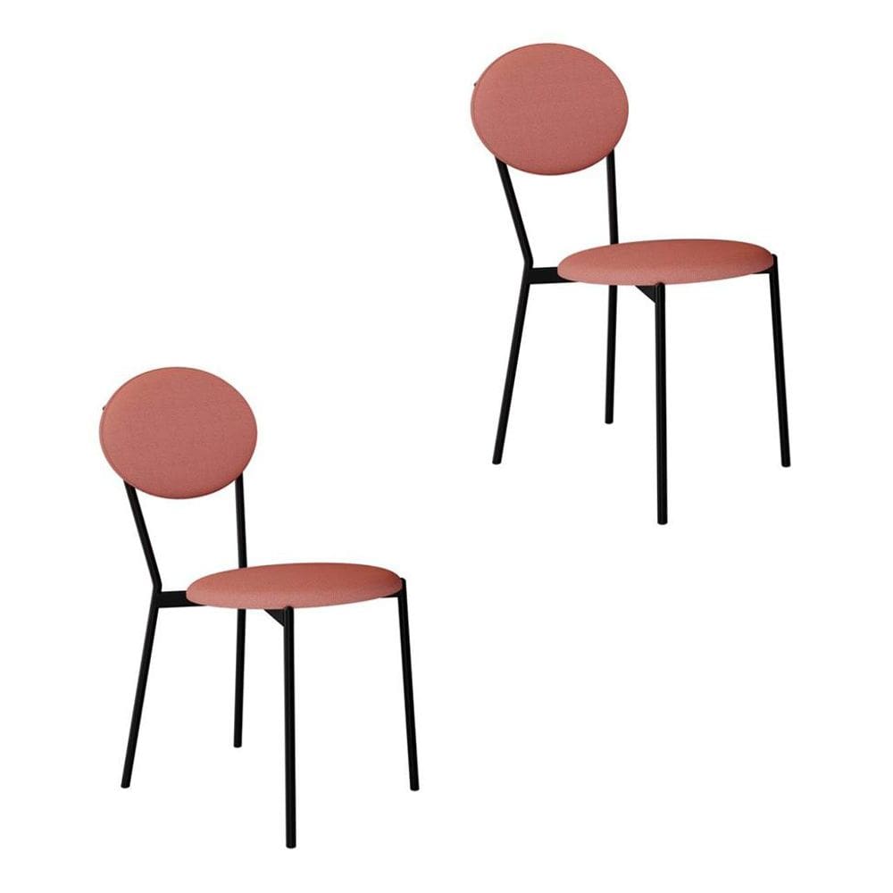 Conjunto com 2 Cadeiras Elipse Poliéster Rosa e Preto