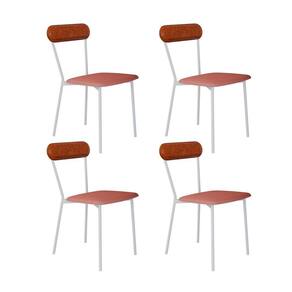 Conjunto com 4 Cadeiras Emília Poliéster Rosa e Caramelo com Branco
