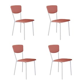 Conjunto com 4 Cadeiras Retrô Poliéster Rosa e Branco
