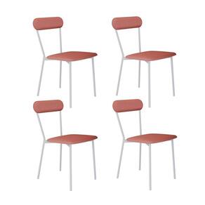 Conjunto com 4 Cadeiras Emília Poliéster Rosa e Branco