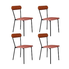 Conjunto com 4 Cadeiras Emília Poliéster Rosa e Caramelo com Preto