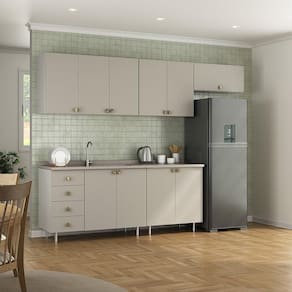 Cozinha Completa Maranello 100% MDF 10 Portas 4 Gavetas Bege