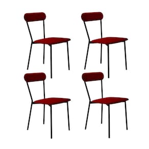 Conjunto com 4 Cadeiras Emília Poliéster Vermelho e Preto