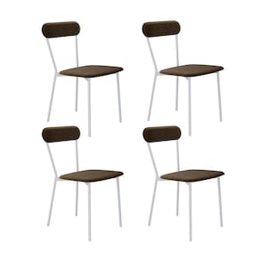 Conjunto com 4 Cadeiras Emília Veludo Marrom e Branco
