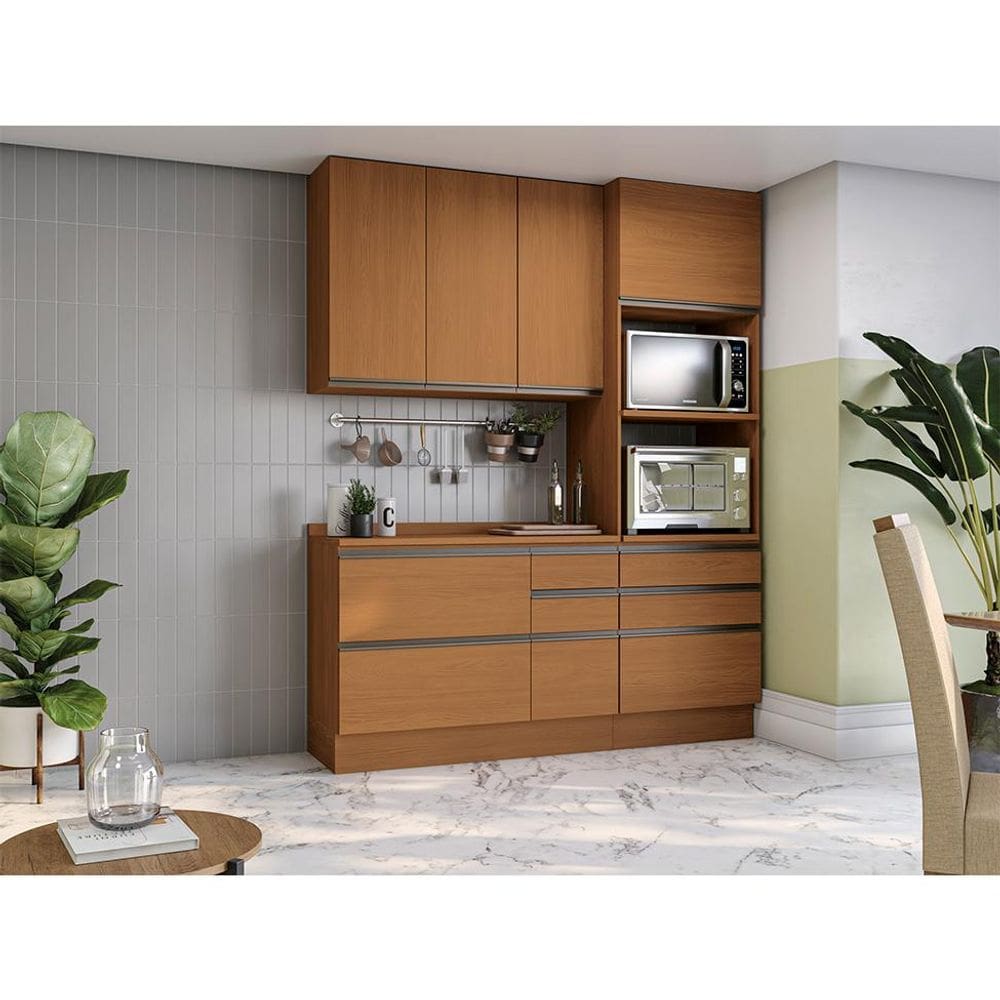 Cozinha Compacta Valence 5 Portas 7 Gavetas Canela