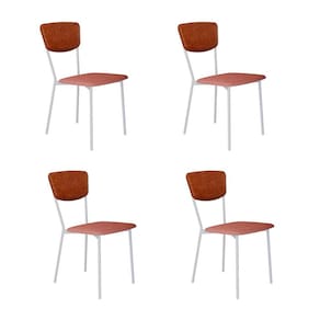 Conjunto com 4 Cadeiras Retrô Poliéster Rosa e Caramelo com Branco
