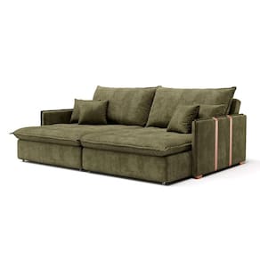 Sofá Retrátil Sem Caixa 3 Lugares Solomons Velosuede Verde 230 cm