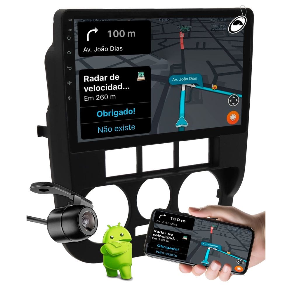 Multimidia 2 Din 9" Polegadas Android Gol Saveiro Parati G4 + Moldura + Câmera Ré