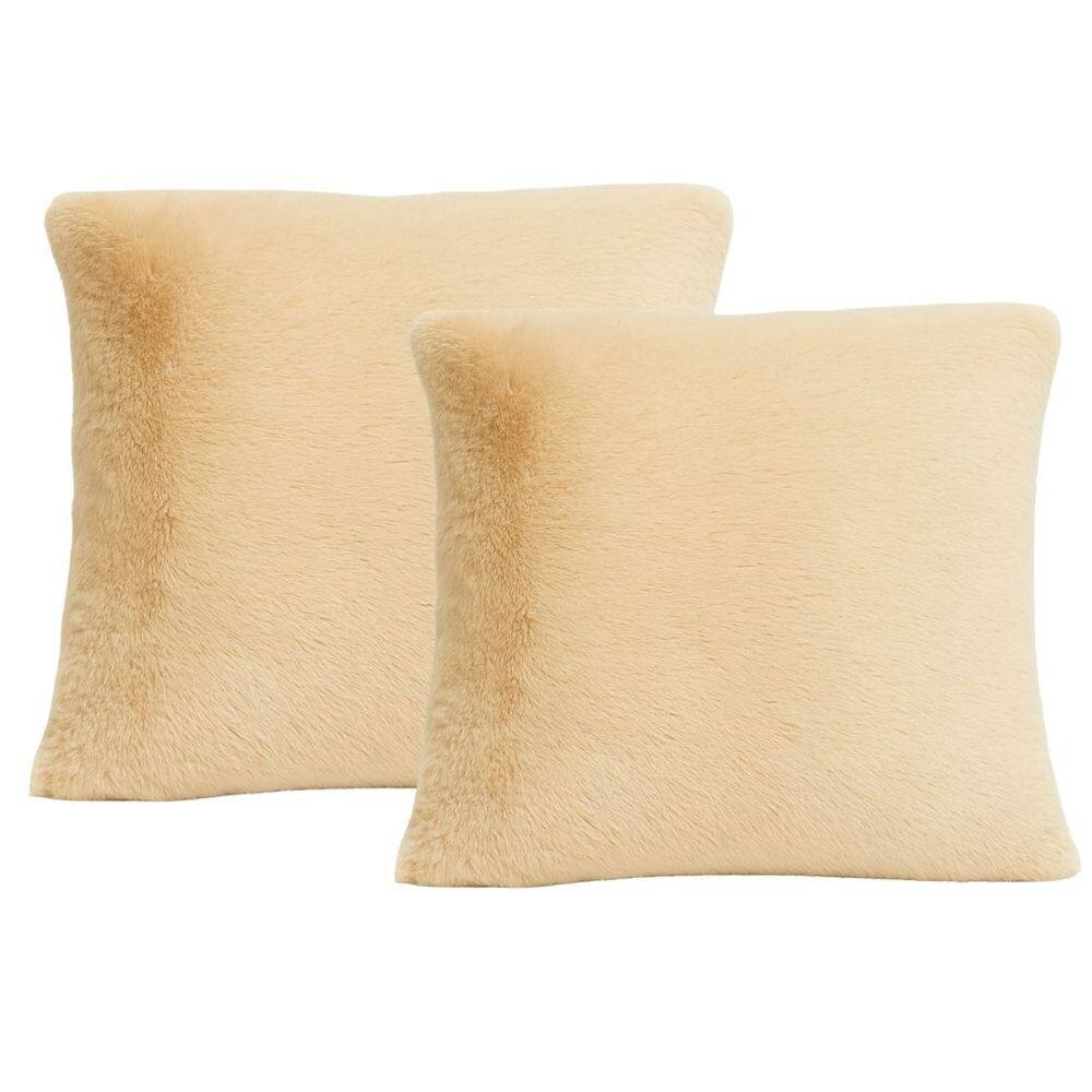 Jogo 2 Almofadas Decorativa Roma Bege Felpudo Com Enchimento 42x42cm - Jolitex