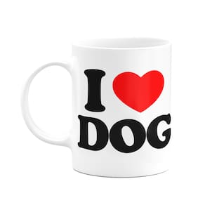 Caneca I Love Dog - Eu amo cachorro - 325ml - branca