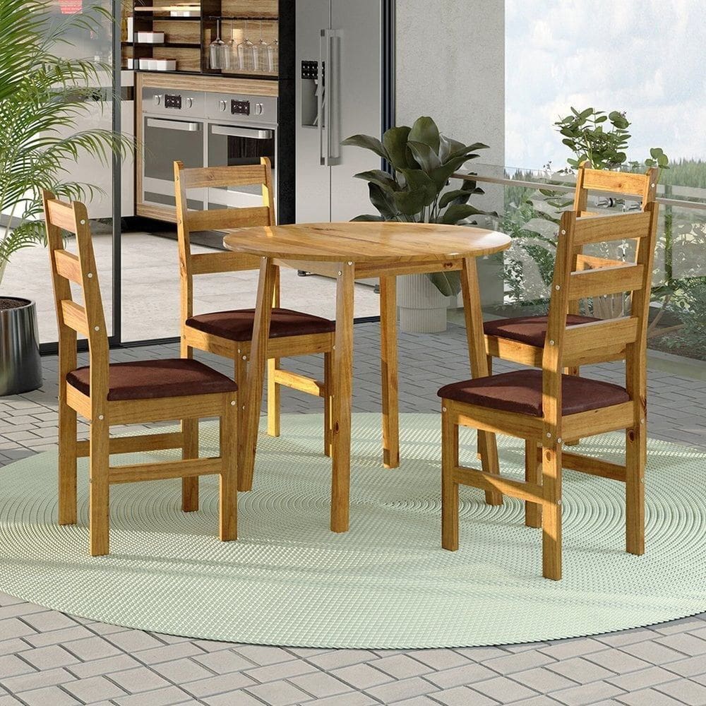 Conjunto Sala de Jantar com 4 Cadeiras Cork Espresso Móveis Nogueira/Angus