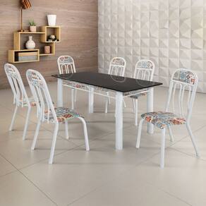 Conjunto Sala de Jantar 6 Cadeiras Paris Branco / Preto