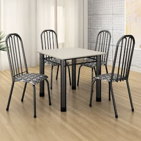 Conjunto Sala de Jantar 4 Cadeiras Natal Prata / Cinza