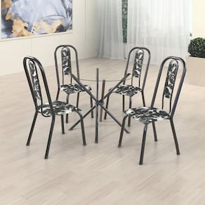 Conjunto Sala de Jantar 4 Cadeiras Fortaleza Preto
