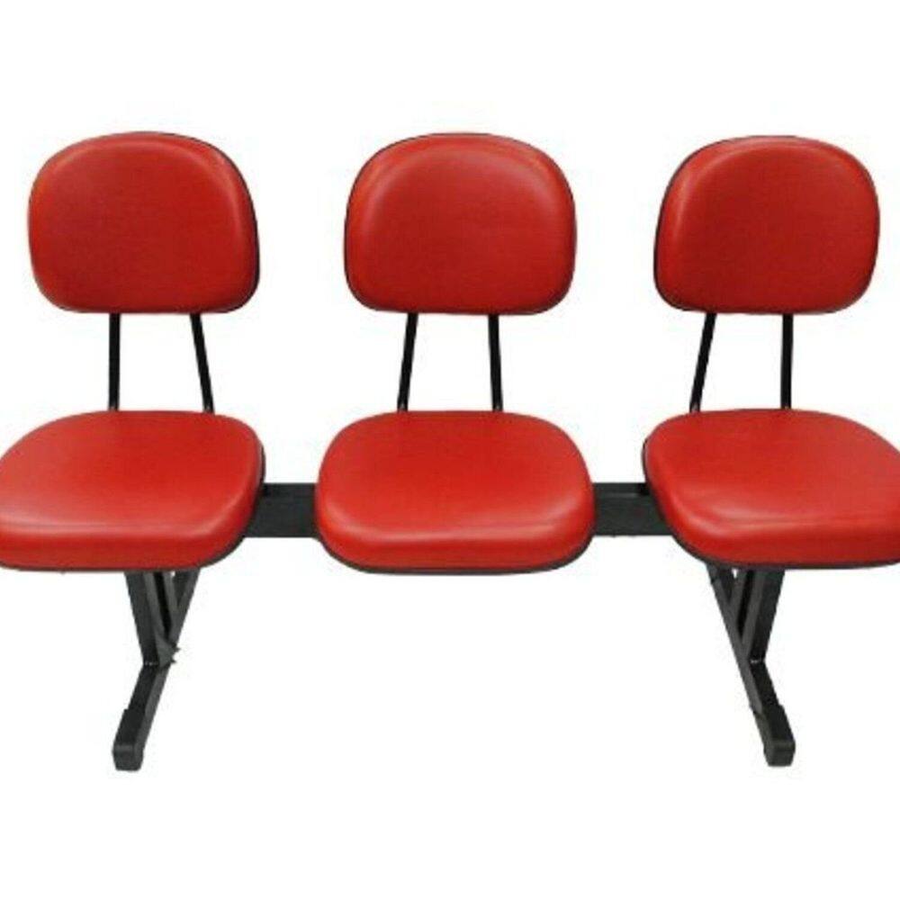 Cadeira para Escritório com 3 Lugares Linha Economy Vermelho