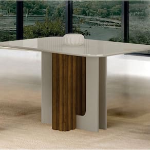 Mesa Tampo Copo com Vidro 160cm Sofia Freijó/Off White