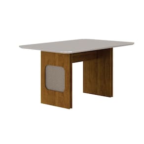 Mesa para Sala de Jantar com Tampo de Vidro Lara Freijó/Off White
