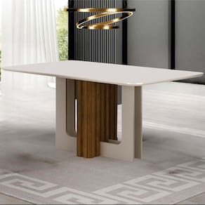 Mesa Tampo Copo com Vidro 180cm Sofia Freijó/Off White