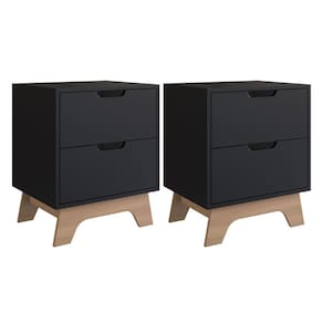Conjunto de 2 Mesas de Cabeceira 100% Mdf Alice Preto/ Freijó