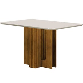 Mesa Tampo Copo com Vidro 120cm Sofia Freijó/Off White