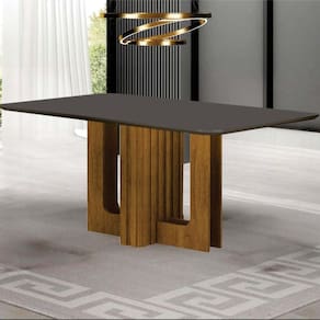 Mesa 1,80 Tampo Copo com Vidro Sofia freijo/cinza