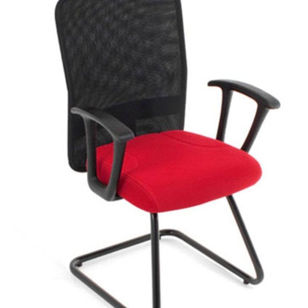 Poltrona Diretor Base Fixa Linha Tela Mesh Vermelho