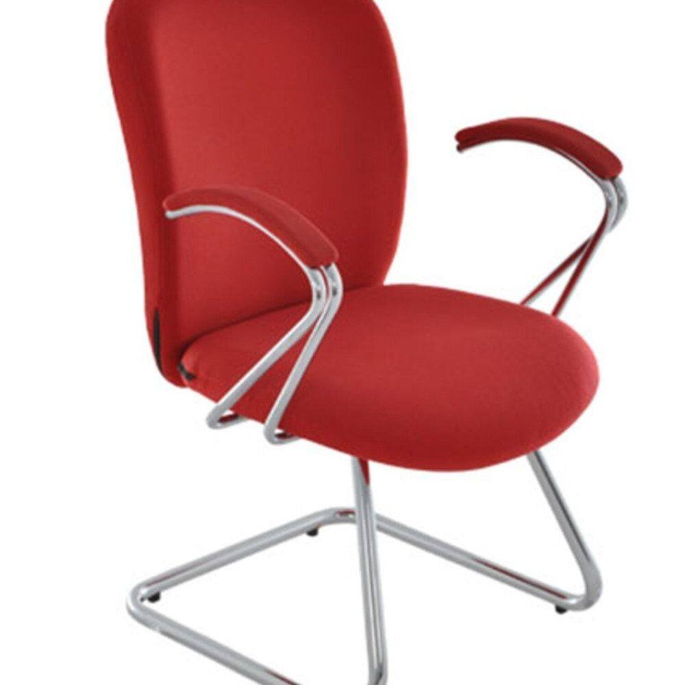 Cadeira para Escritório com Braços e Base Fixa Lombar Vermelho
