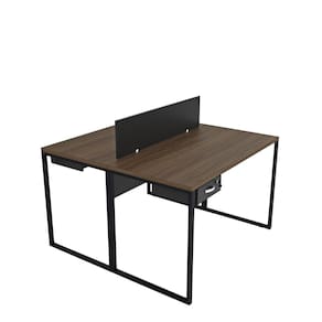 Escrivaninha para Escritório 2 Lugares com Gavetas Industrial Nogal / Preto