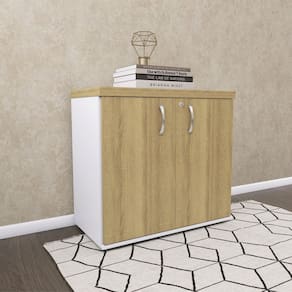 Armário para Escritório Baixo 2 Portas com Chave Branco/Samba