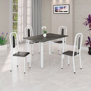 Conjunto Sala de Jantar com 4 Cadeiras Lívia Preto / Branco