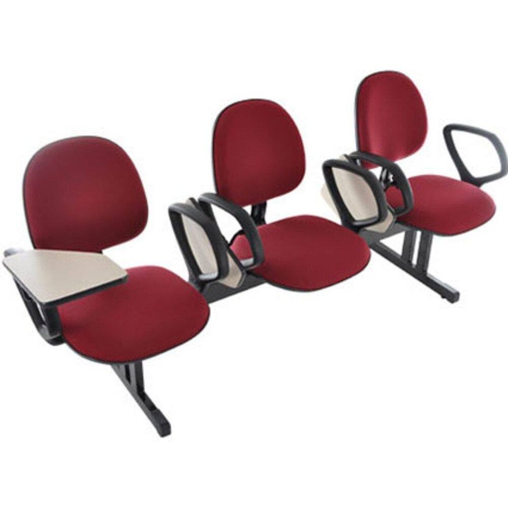 Cadeira para Escritório com 3 Lugares Linha Office Vermelho