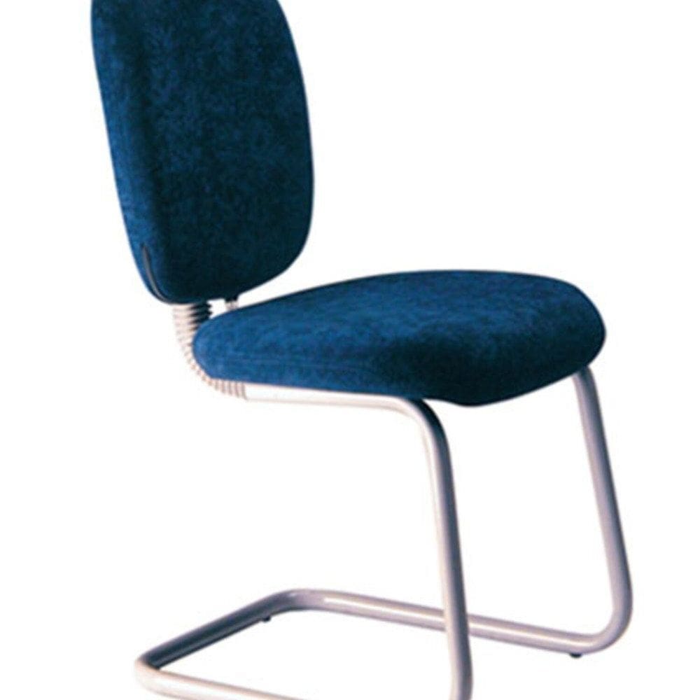 Cadeira para Escritório com Braços e Base Fixa Lombar Azul