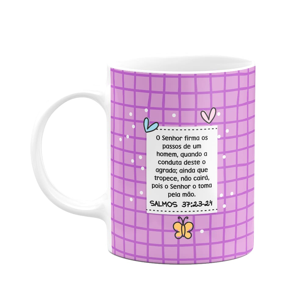 Caneca Religiosa Versículos - Salmos 37: 23-24 - 325ml