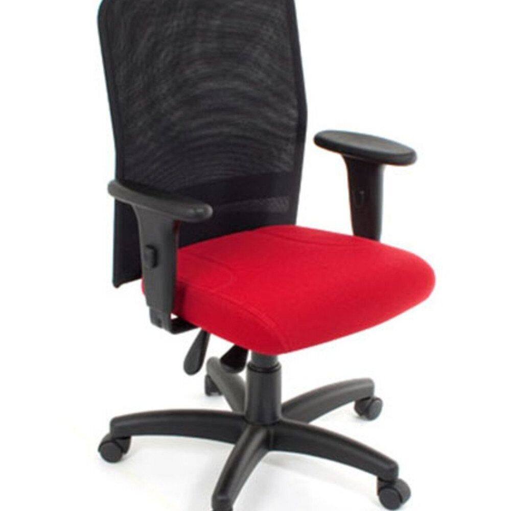 Poltrona Digitador com Braços Linha Tela Mesh Vermelho/Preto