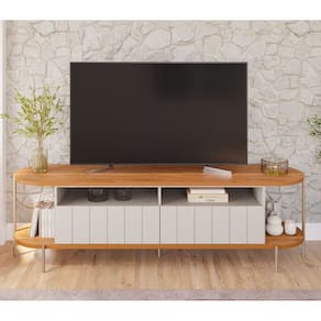 Rack para Tv 70 Polegadas 100% Mdf 58,5cm X 204cm Off White / Cinamomo