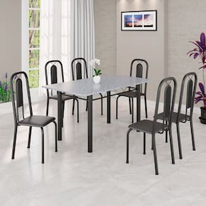 Conjunto Sala de Jantar com 6 Cadeiras Lívia Preto
