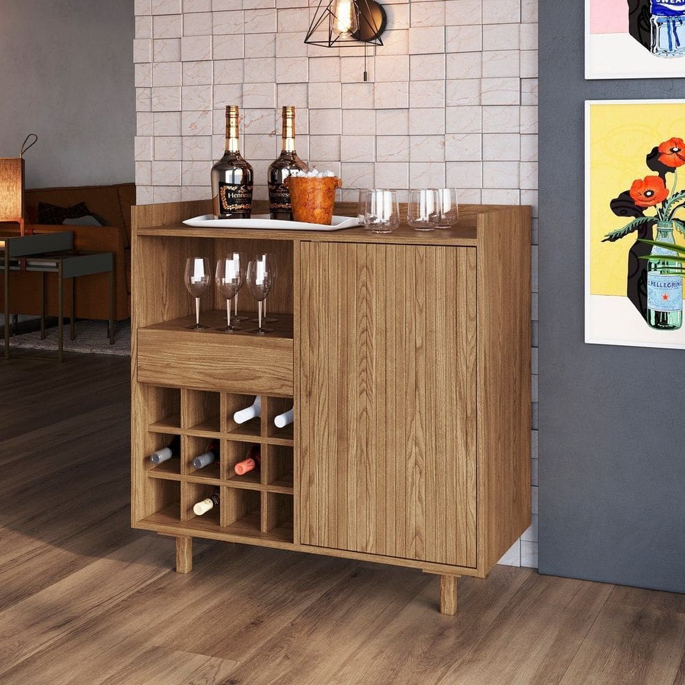 Bar para Sala de Estar 90,6 X 90cm Brisa Olmo