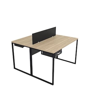 Escrivaninha para Escritório 2 Lugares com Gavetas Industrial Carvalho / Preto