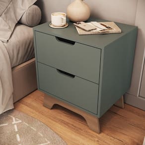Mesa de Cabeceira 2 Gavetas 100% Mdf Alice Verti/Freijó