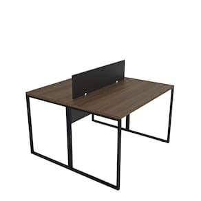 Escrivaninha para Escritório 2 Lugares Industrial Nogal / Preto
